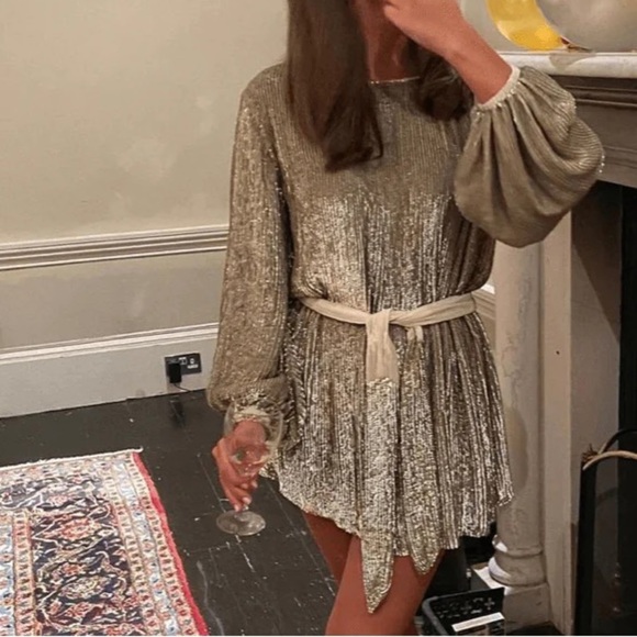 RETROFETE Selma Champagne Sequin Dress Size S - Picture 7 of 14
